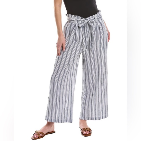 Hayden Striped Wide-Leg Pants with Bow Tie NWT L - Picture 1 of 8